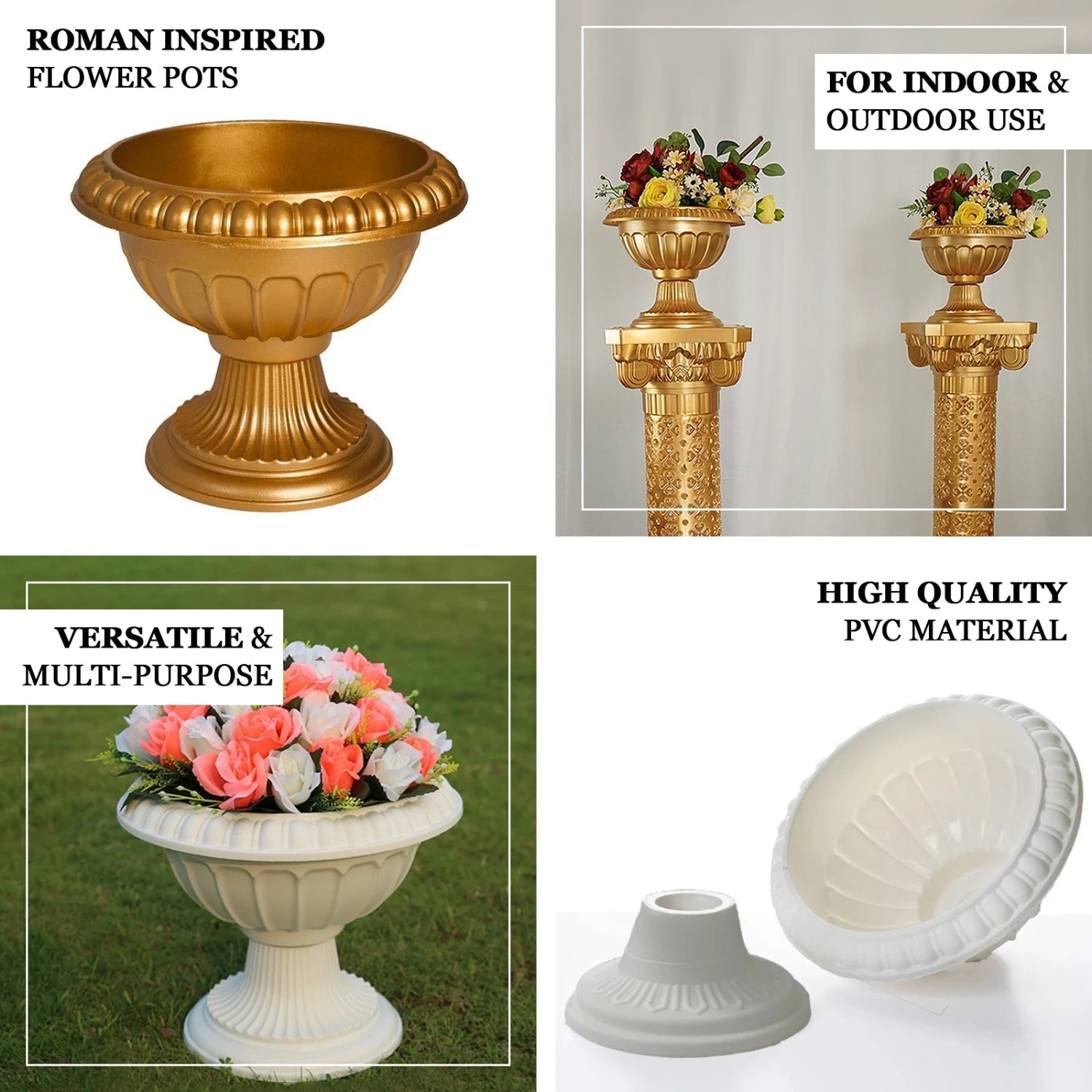 4 Pack | 11" Off White Crafted All Weather Roman Inspired Pedestal Column Flower Plant Stand Pot - PVC 2 4 Pack | 11" Off White Crafted All Weather Roman Inspired Pedestal Column Flower Plant Stand Pot - PVC - Image 2