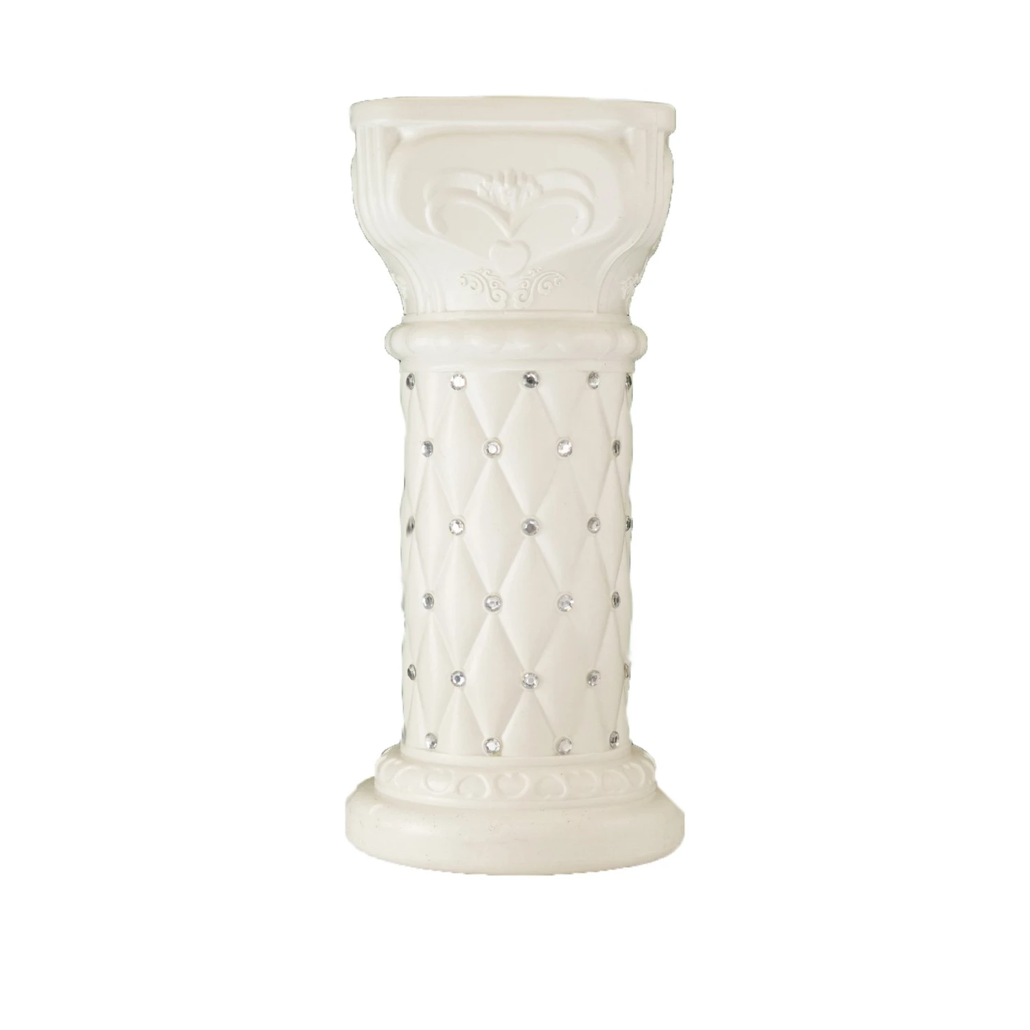 2 Pack | White Crystal Beaded Pedestal Stand | French Inspired Pillar With 10mm Crystal Studs - 25" Tall PVC 5 2 Pack | White Crystal Beaded Pedestal Stand | French Inspired Pillar With 10mm Crystal Studs - 25" Tall PVC - Image 5
