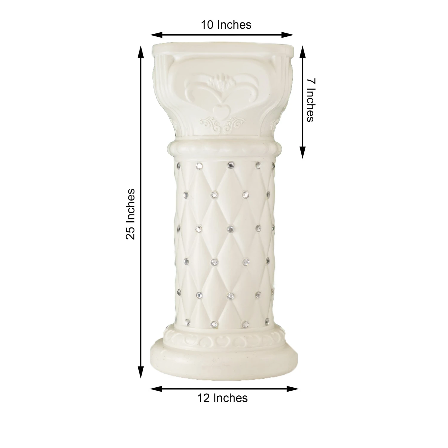 2 Pack | White Crystal Beaded Pedestal Stand | French Inspired Pillar With 10mm Crystal Studs - 25" Tall PVC 10 2 Pack | White Crystal Beaded Pedestal Stand | French Inspired Pillar With 10mm Crystal Studs - 25" Tall PVC - Image 10