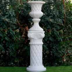 2 Pack | White Crystal Beaded Italian Inspired Pedestal Stand | Flower Plant Pillar With 10mm Crystal Studs - 18" Tall PVC -Home Decor Promotional Store PROP ROMA 12 D03.progressive 177b9ee7 fe84 4f87 b375 a3ccd6642f5d