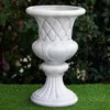 2 Pack | White Crystal Beaded Italian Inspired Pedestal Stand | Flower Plant Pillar With 10mm Crystal Studs - 18" Tall PVC