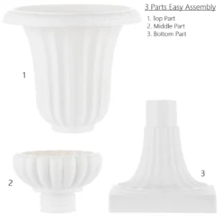 2 Pack | 20" White Urn Planter, Floral Pedestal Flower Pot Plant Stand - PVC -Home Decor Promotional Store PROP ROMA 30 91