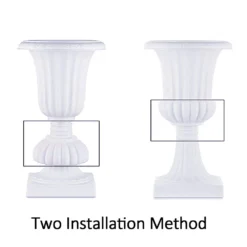 2 Pack | 20" White Urn Planter, Floral Pedestal Flower Pot Plant Stand - PVC -Home Decor Promotional Store PROP ROMA 30 98fcb1