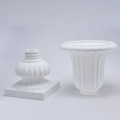 2 Pack | 20" White Urn Planter, Floral Pedestal Flower Pot Plant Stand - PVC -Home Decor Promotional Store PROP ROMA 30 D02