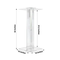 Heavy Duty Acrylic Display Stands With Square Bases, Clear Plexiglass Flower Pedestal Stand - 10mm Thick 34 Heavy Duty Acrylic Display Stands With Square Bases, Clear Plexiglass Flower Pedestal Stand - 10mm Thick -Home Decor Promotional Store PROP STND 001 32 CLR 98