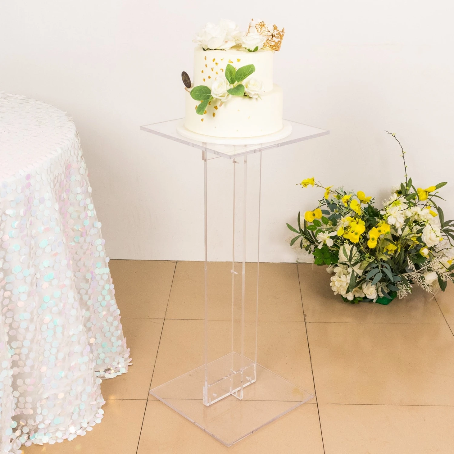 Heavy Duty Acrylic Display Stands With Square Bases, Clear Plexiglass Flower Pedestal Stand - 10mm Thick 13 Heavy Duty Acrylic Display Stands With Square Bases, Clear Plexiglass Flower Pedestal Stand - 10mm Thick - Image 13
