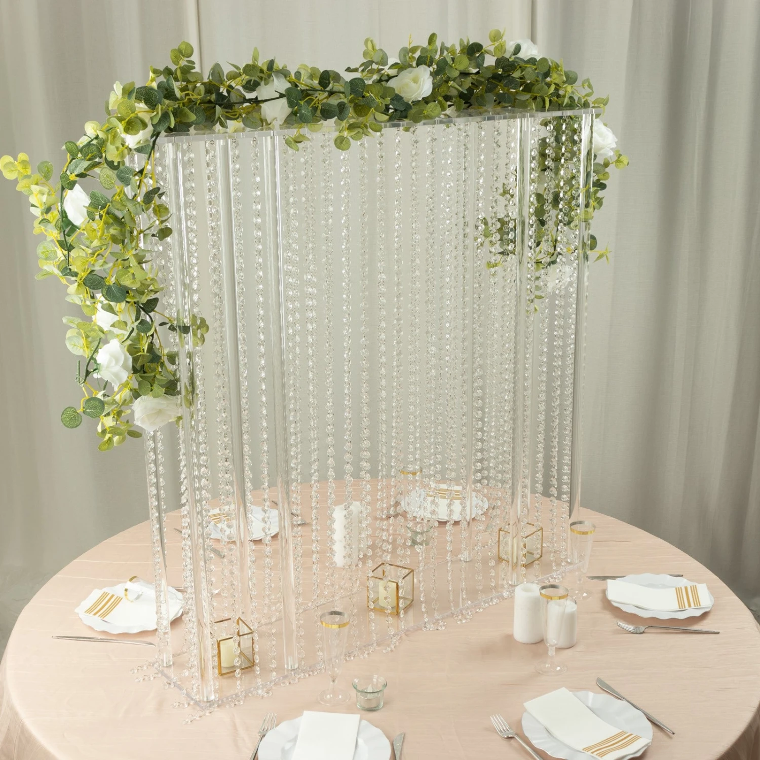 40"x40" Heavy Duty Acrylic Rectangular Centerpiece Stand With Pre-chained Hanging Crystal Beads, Clear Tabletop Or Floor Standing Flower Pedestal Stand With 10mm Thick Plexiglass Plate 1 40"x40" Heavy Duty Acrylic Rectangular Centerpiece Stand With Pre-chained Hanging Crystal Beads, Clear Tabletop Or Floor Standing Flower Pedestal Stand With 10mm Thick Plexiglass Plate