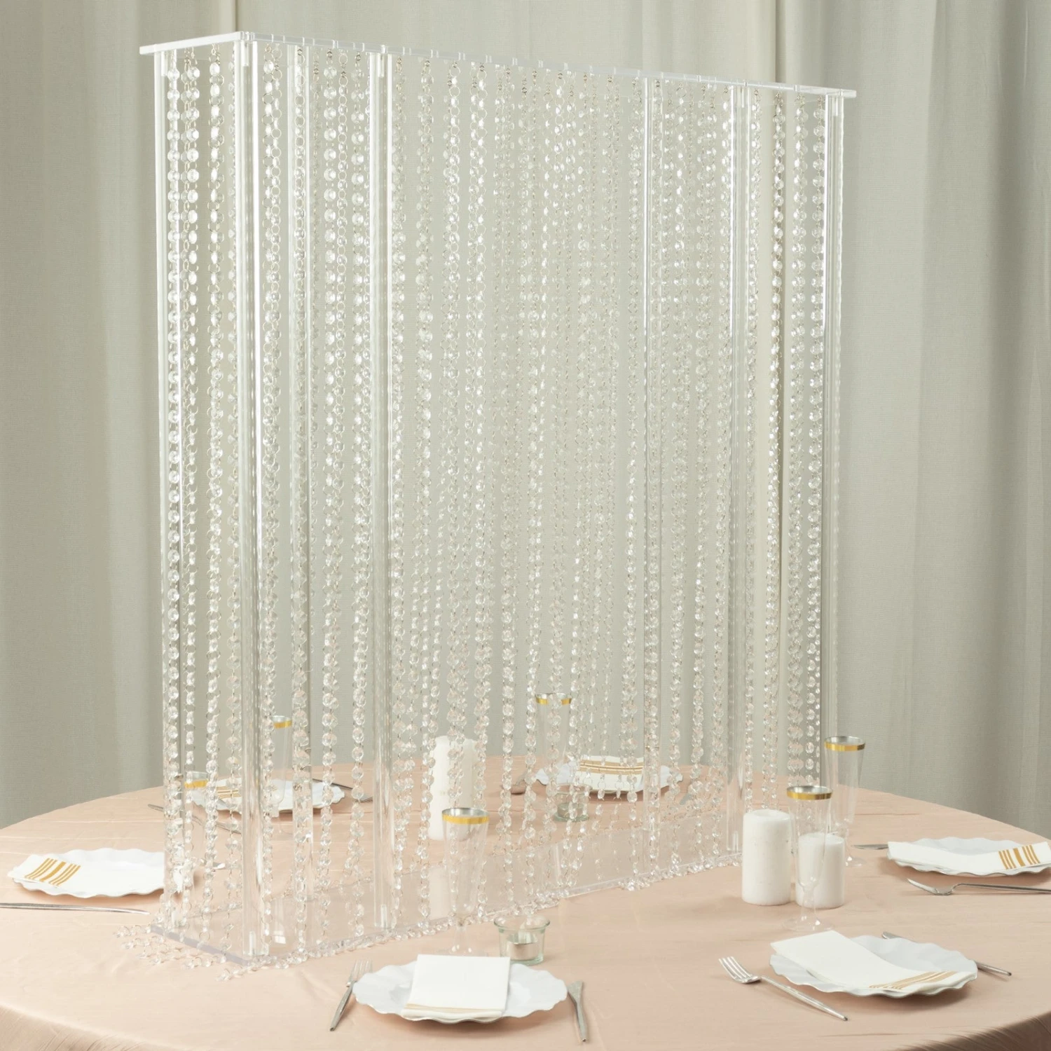 40"x40" Heavy Duty Acrylic Rectangular Centerpiece Stand With Pre-chained Hanging Crystal Beads, Clear Tabletop Or Floor Standing Flower Pedestal Stand With 10mm Thick Plexiglass Plate 8 40"x40" Heavy Duty Acrylic Rectangular Centerpiece Stand With Pre-chained Hanging Crystal Beads, Clear Tabletop Or Floor Standing Flower Pedestal Stand With 10mm Thick Plexiglass Plate - Image 8