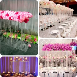 40"x40" Heavy Duty Acrylic Rectangular Centerpiece Stand With Pre-chained Hanging Crystal Beads, Clear Tabletop Or Floor Standing Flower Pedestal Stand With 10mm Thick Plexiglass Plate 14 40"x40" Heavy Duty Acrylic Rectangular Centerpiece Stand With Pre-chained Hanging Crystal Beads, Clear Tabletop Or Floor Standing Flower Pedestal Stand With 10mm Thick Plexiglass Plate -Home Decor Promotional Store PROP STND 4040B CLR EBC2