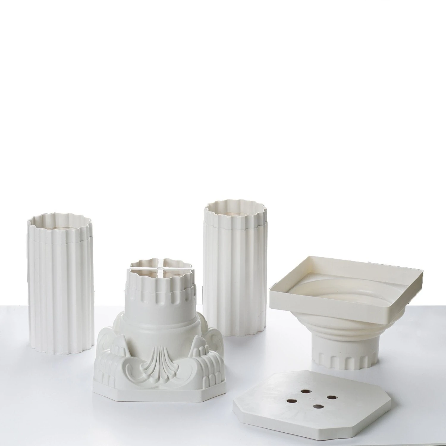 4 Pack | 34" White Height Adjustable Empirical Roman Inspired Pedestal Column Plant Stand - PVC 5 4 Pack | 34" White Height Adjustable Empirical Roman Inspired Pedestal Column Plant Stand - PVC - Image 5