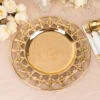 6 Pack Metallic Gold Acrylic Plastic Serving Plates With Hollow Semi Circle Rim, 13" Round Decorative Charger Plates