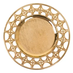 6 Pack Metallic Gold Acrylic Plastic Serving Plates With Hollow Semi Circle Rim, 13" Round Decorative Charger Plates 17 6 Pack Metallic Gold Acrylic Plastic Serving Plates With Hollow Semi Circle Rim, 13" Round Decorative Charger Plates -Home Decor Promotional Store Pack Metallic Gold Acrylic Plastic Serving Plates With Semi Circle Pattern Hollow Out Edge 8