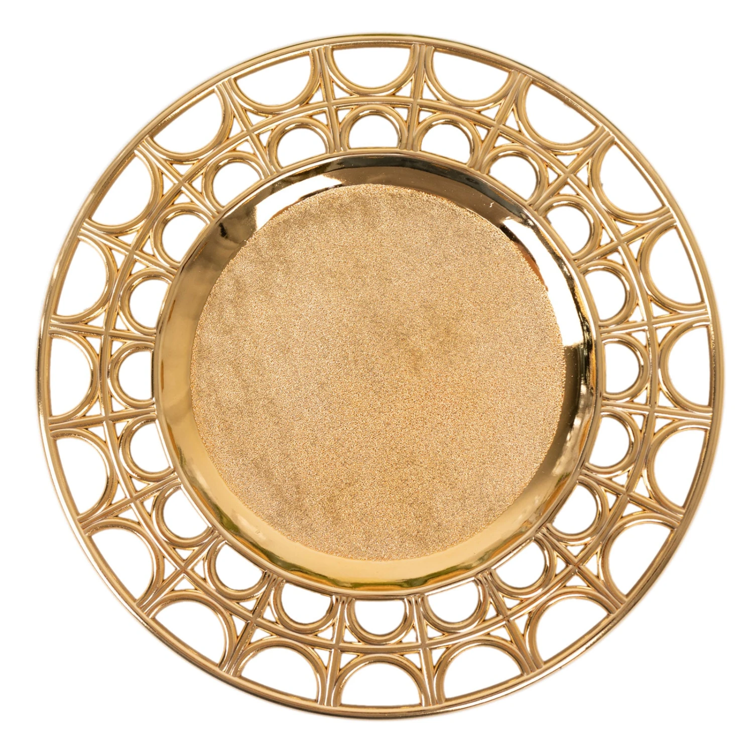 6 Pack Metallic Gold Acrylic Plastic Serving Plates With Hollow Semi Circle Rim, 13" Round Decorative Charger Plates 8 6 Pack Metallic Gold Acrylic Plastic Serving Plates With Hollow Semi Circle Rim, 13" Round Decorative Charger Plates - Image 8