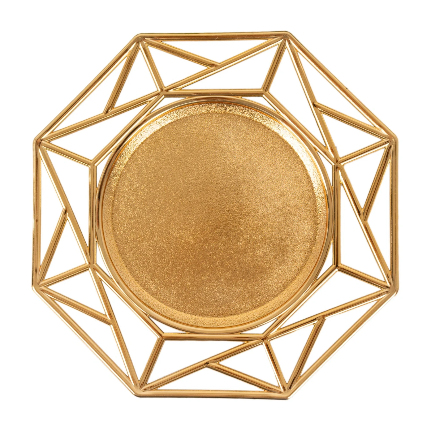 6 Pack Metallic Gold Octagon Acrylic Plastic Serving Plates, 13" Decorative Charger Plates With Hollow Geometric Rim 3 6 Pack Metallic Gold Octagon Acrylic Plastic Serving Plates, 13" Decorative Charger Plates With Hollow Geometric Rim - Image 3