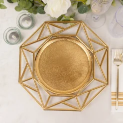6 Pack Metallic Gold Octagon Acrylic Plastic Serving Plates, 13" Decorative Charger Plates With Hollow Geometric Rim 16 6 Pack Metallic Gold Octagon Acrylic Plastic Serving Plates, 13" Decorative Charger Plates With Hollow Geometric Rim -Home Decor Promotional Store Pack Metallic Gold Octagon Acrylic Plastic Charger Plates 5