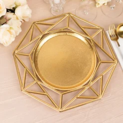 6 Pack Metallic Gold Octagon Acrylic Plastic Serving Plates, 13" Decorative Charger Plates With Hollow Geometric Rim 17 6 Pack Metallic Gold Octagon Acrylic Plastic Serving Plates, 13" Decorative Charger Plates With Hollow Geometric Rim -Home Decor Promotional Store Pack Metallic Gold Octagon Acrylic Plastic Charger Plates 6