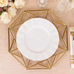 6 Pack Metallic Gold Octagon Acrylic Plastic Serving Plates, 13" Decorative Charger Plates With Hollow Geometric Rim 20 6 Pack Metallic Gold Octagon Acrylic Plastic Serving Plates, 13" Decorative Charger Plates With Hollow Geometric Rim -Home Decor Promotional Store Pack Metallic Gold Octagon Acrylic Plastic Charger Plates 9