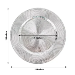 6 Pack Metallic Swirl Pattern Acrylic Charger Plates With Beaded Rim, 13" Round Plastic Decorative Serving Plates 17 6 Pack Metallic Swirl Pattern Acrylic Charger Plates With Beaded Rim, 13" Round Plastic Decorative Serving Plates -Home Decor Promotional Store Pack Metallic Silver Swirl Pattern Acrylic Charger Plates With Beaded Rim 7