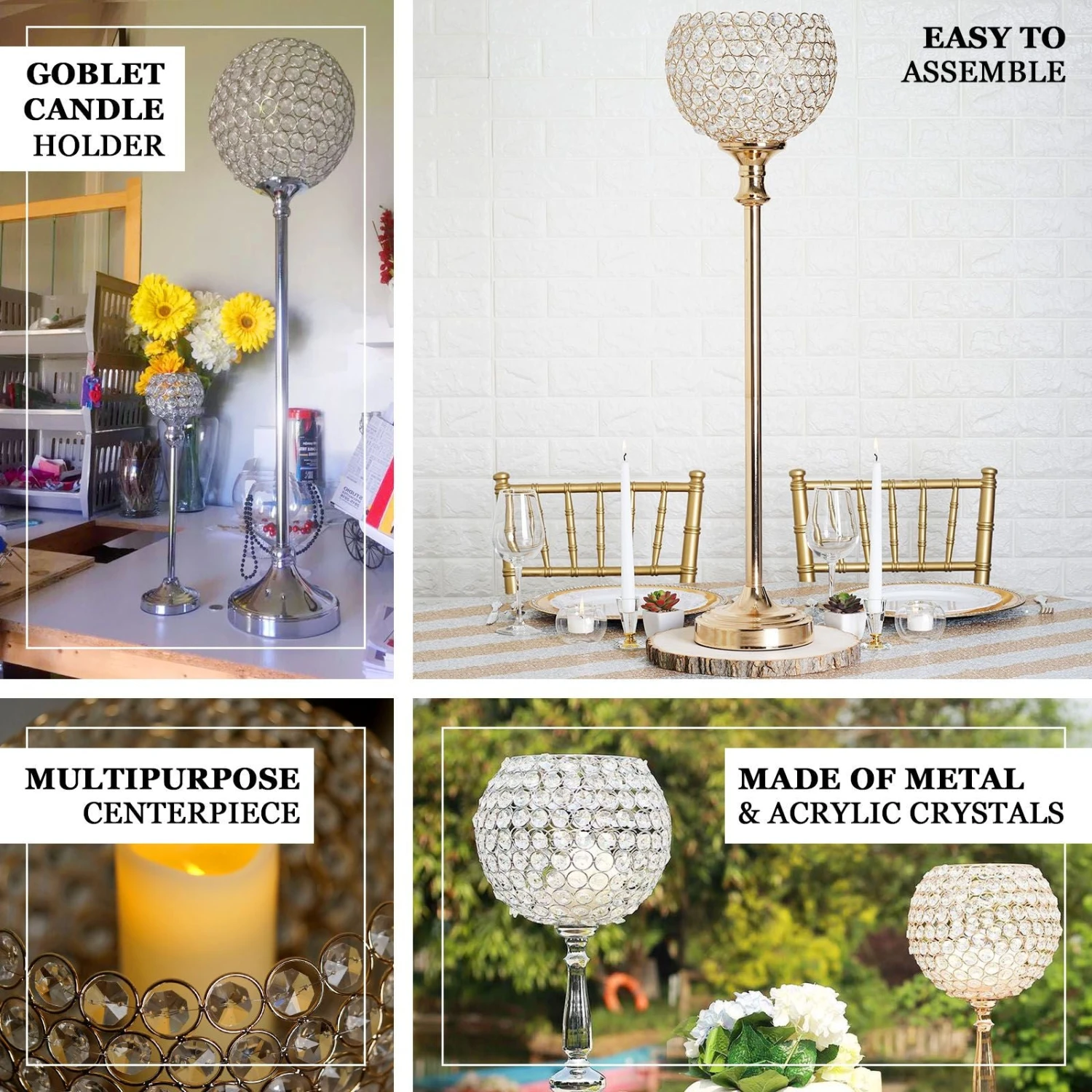 Acrylic Crystal Goblet Votive Candle Holder Centerpiece 37" Tall 2 Acrylic Crystal Goblet Votive Candle Holder Centerpiece 37" Tall - Image 2