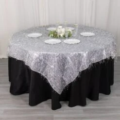 72" Metallic Fringe Shag Tinsel Square Polyester Table Overlay