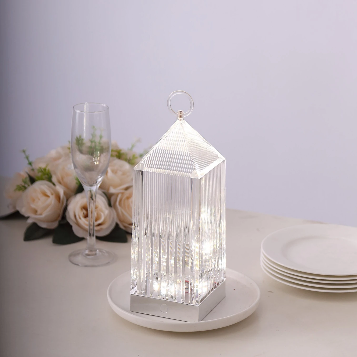 11" Retro Lighthouse Style LED Crystal Lantern Table Lamp, Rechargeable Touch Control Acrylic Decorative Night Light 7 11" Retro Lighthouse Style LED Crystal Lantern Table Lamp, Rechargeable Touch Control Acrylic Decorative Night Light - Image 7
