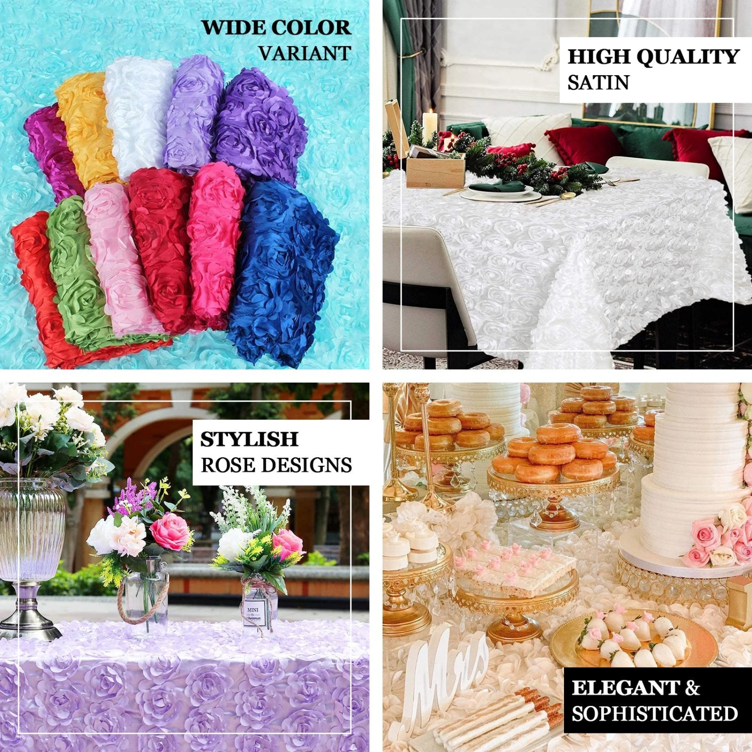 14FT Rosette 3D Satin Table Skirt 3 14FT Rosette 3D Satin Table Skirt - Image 3