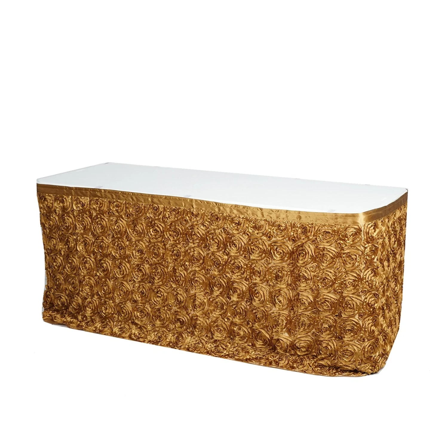 14FT Rosette 3D Satin Table Skirt 12 14FT Rosette 3D Satin Table Skirt - Image 12