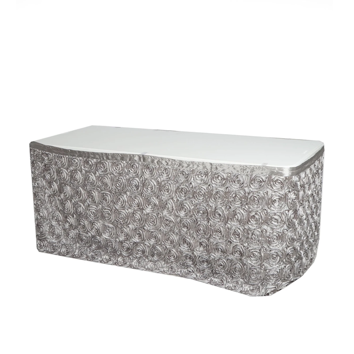 14FT Rosette 3D Satin Table Skirt 17 14FT Rosette 3D Satin Table Skirt - Image 17