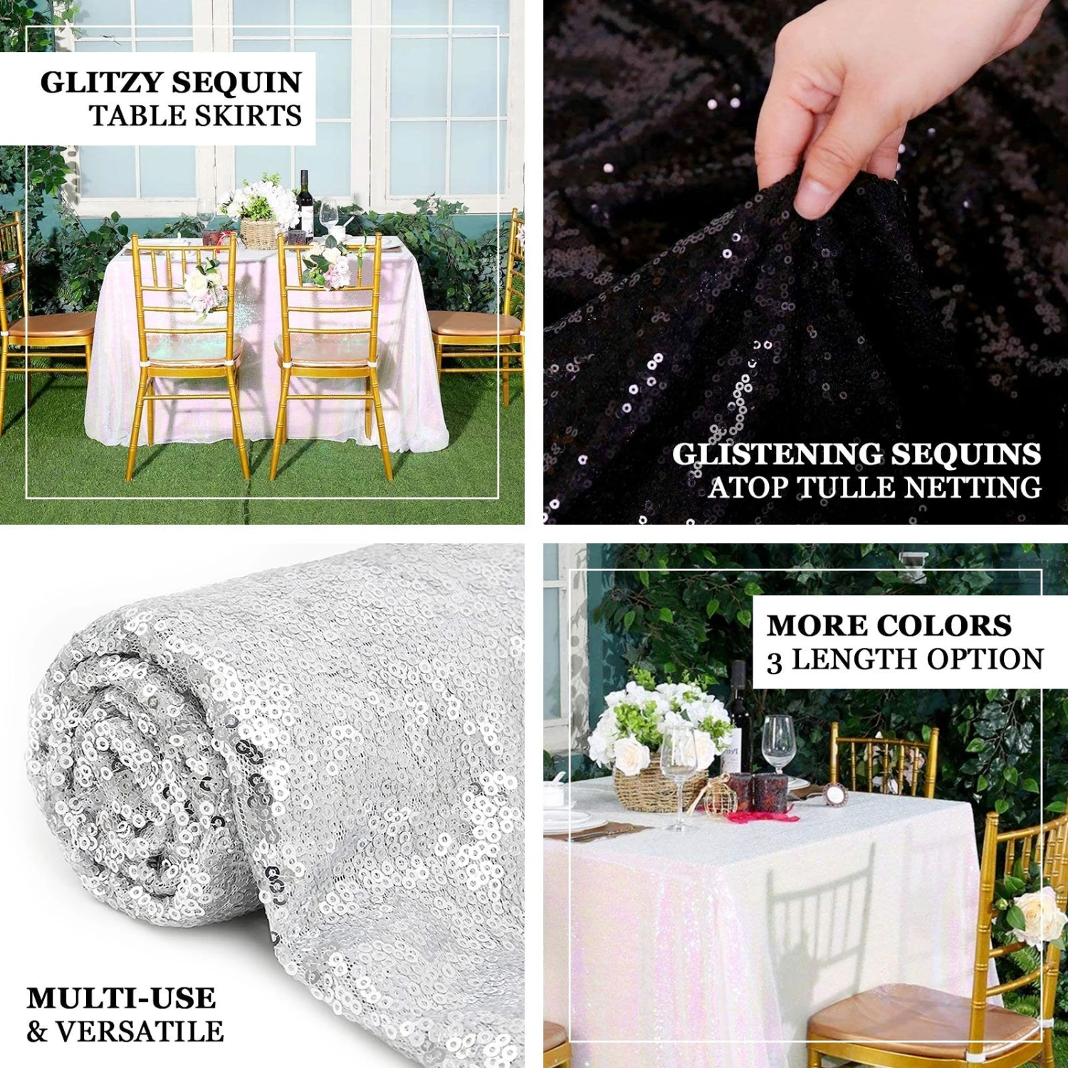 21FT Glitzy Sequin Table Skirts 3 21FT Glitzy Sequin Table Skirts - Image 3