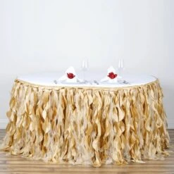 21FT Curly Willow Taffeta Table Skirt -Home Decor Promotional Store SKT 03 007 21 D02
