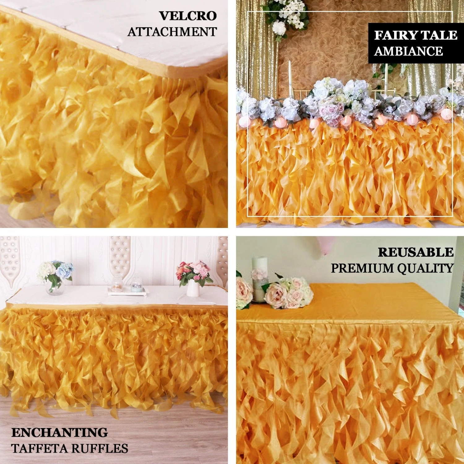 17FT Curly Willow Taffeta Table Skirt 2 17FT Curly Willow Taffeta Table Skirt - Image 2