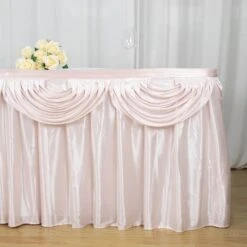 17FT Pleated Satin Double Drape Table Skirt -Home Decor Promotional Store SKT 06 046 17 D01 b10b5d51 69f8 46c8 a655 c5223d58bbe6