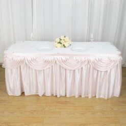21FT Pleated Satin Double Drape Table Skirt