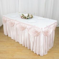 21FT Pleated Satin Double Drape Table Skirt -Home Decor Promotional Store SKT 06 046 21 02
