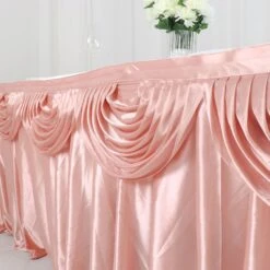 14FT Pleated Satin Double Drape Table Skirt -Home Decor Promotional Store SKT 06 080 14 D03