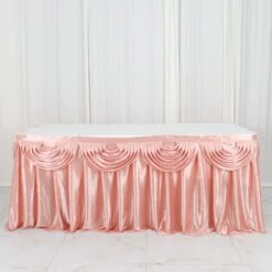 14FT Pleated Satin Double Drape Table Skirt