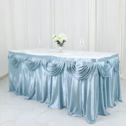 14FT Pleated Satin Double Drape Table Skirt -Home Decor Promotional Store SKT 06 086 14 02