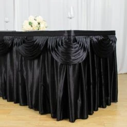 21FT Pleated Satin Double Drape Table Skirt -Home Decor Promotional Store SKT 06 BLK 21 D01 ed6b14ee 1160 4294 a0d2 ef186162c922