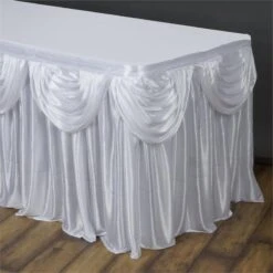 17FT Pleated Satin Double Drape Table Skirt