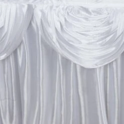 21FT Pleated Satin Double Drape Table Skirt -Home Decor Promotional Store SKT 06 WHT 21 D01