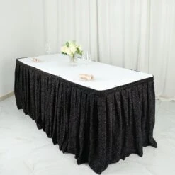 17ft Shiny Metallic Spandex Pleated Table Skirt, Glitter Semi-Sheer Table Skirt With Top Velcro Strip -Home Decor Promotional Store SKT 23 BLK 17 02.progressive 8f28bed8 f0fa 4a8c bbfd 430ff509d7fc