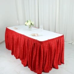 17ft Shiny Metallic Spandex Pleated Table Skirt, Glitter Semi-Sheer Table Skirt With Top Velcro Strip -Home Decor Promotional Store SKT 23 RED 17 02.progressive 17d26747 ecba 4414 a8af 3deaf3659c21
