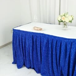 17ft Shiny Metallic Spandex Pleated Table Skirt, Glitter Semi-Sheer Table Skirt With Top Velcro Strip -Home Decor Promotional Store SKT 23 ROY 17 D02.progressive e8fd7572 afe8 4a01 8119 8a76d8e1343c