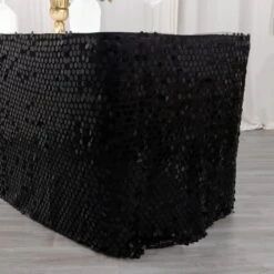 21ft Premium Big Payette Sequin Dual Layered Satin Table Skirt -Home Decor Promotional Store SKT 71 BLK 21 D09
