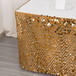 21ft Premium Big Payette Sequin Dual Layered Satin Table Skirt -Home Decor Promotional Store SKT 71 GOLD 21 D05