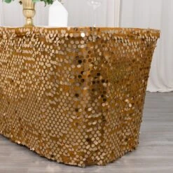 21ft Premium Big Payette Sequin Dual Layered Satin Table Skirt -Home Decor Promotional Store SKT 71 GOLD 21 D06