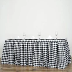 Checkered Table Skirt | 21FT | Buffalo Plaid Gingham Polyester Table Skirts 19 Checkered Table Skirt | 21FT | Buffalo Plaid Gingham Polyester Table Skirts -Home Decor Promotional Store SKT CHK BLK 21 01