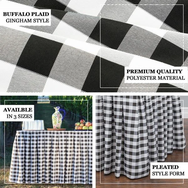 Checkered Table Skirt | 21FT | Buffalo Plaid Gingham Polyester Table Skirts 2 Checkered Table Skirt | 21FT | Buffalo Plaid Gingham Polyester Table Skirts - Image 2