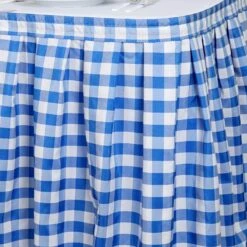 Checkered Table Skirt | 14FT | Buffalo Plaid Gingham Polyester Table Skirts 25 Checkered Table Skirt | 14FT | Buffalo Plaid Gingham Polyester Table Skirts -Home Decor Promotional Store SKT CHK BLUE 14 D02