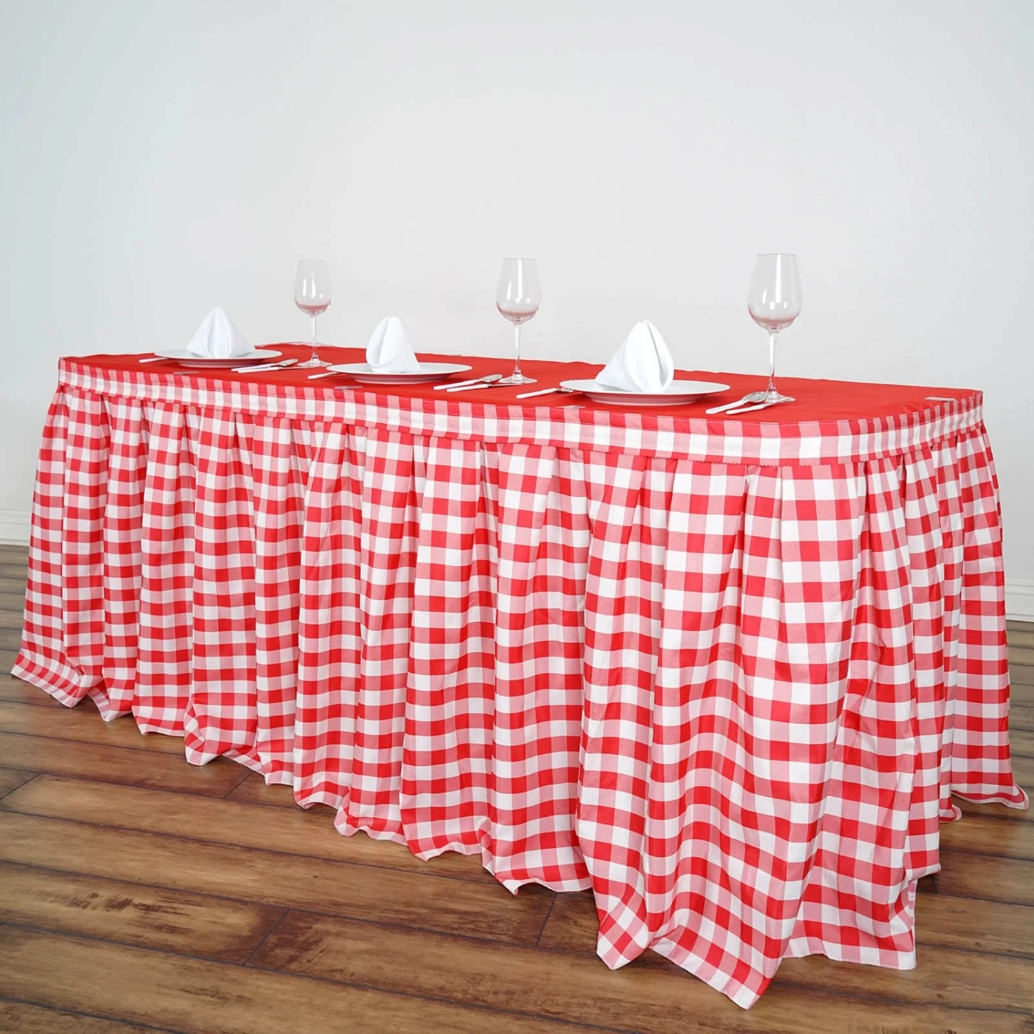 Checkered Table Skirt | 14FT | Buffalo Plaid Gingham Polyester Table Skirts 13 Checkered Table Skirt | 14FT | Buffalo Plaid Gingham Polyester Table Skirts - Image 13